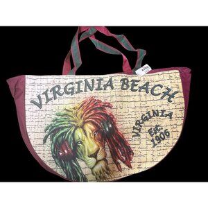 Large tote bag with a lion graphic and the text "VIRGINIA BEACH Est. 1906" New